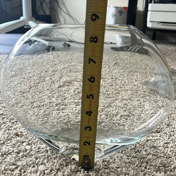 Art Glass Clear Flower Vase Oval Round Shaped Contemporary Heavy High Gloss - Picture 8 of 11